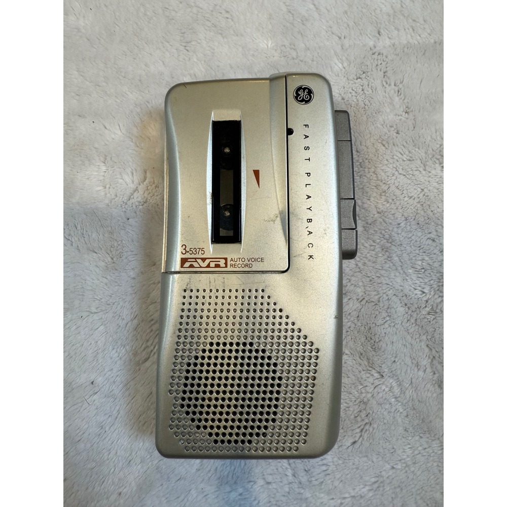 GE 3-5375A Microcassette Recorder AVR Fast Playback Silver Handheld Dictaphone